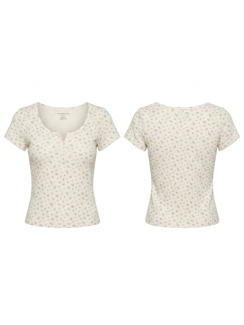 Brandy Melville Floral Zelly Pointelle Short Sleeve Top